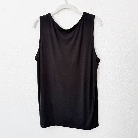 [Eileen Fisher] Black Sleeveless Scoop Neck Basic Tank Top Classic Size Large L - Picture 2 of 10
